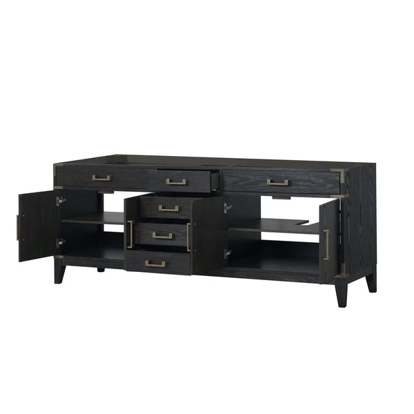 English Elm Black Oak Double Bath Vanity - Elegant 84" Storage Solution With Soft-Close Drawers & Classic Charm B2731P260973