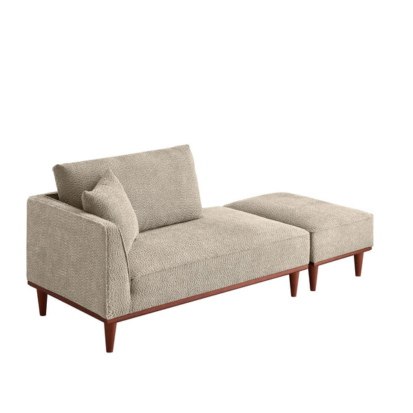 English Elm Indoor Boucle Chaise Lounge with Detachable Ottoman Convertible Daybed Bedroom Reading Nook Camel W5515P438688
