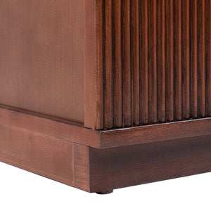 English Elm Jennifer Taylor Home - Valentine Half-Moon 24" 2-Drawer Side Table in Dark Walnut Beech Wood with Fluted Detail & Gold Pulls B2719P280173