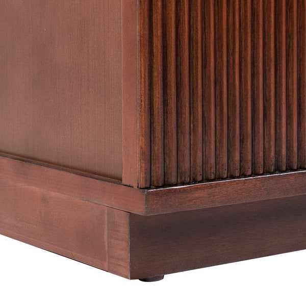 English Elm Jennifer Taylor Home - Valentine Half-Moon 24" 2-Drawer Side Table in Dark Walnut Beech Wood with Fluted Detail & Gold Pulls B2719P280173