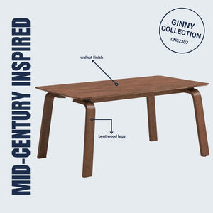 English Elm Ginny Walnut 5-Piece Dining Set with Bouclé & Velvet Chairs, 63" Wood Table, 220lb Seats B2726S00438