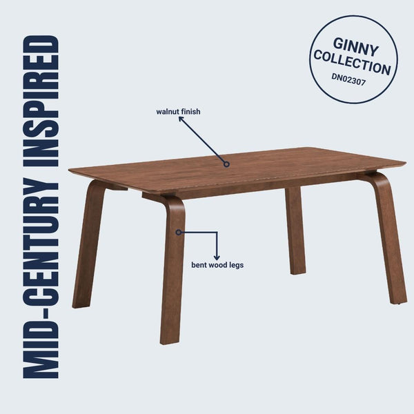 English Elm Ginny Walnut 5-Piece Dining Set with Bouclé & Velvet Chairs, 63" Wood Table, 220lb Seats B2726S00438