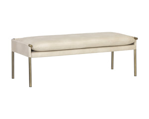 Sunpan Bellevue Upholstered Bench with Antique Brass Frame - Stylish, Unique Textures for Modern Spaces Bravo Cream