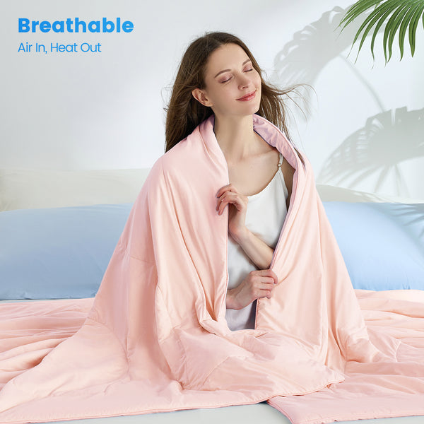 English Elm 1-piece Queen Cooling Comforter Nylon Spandex Shell Wave Quilted Breathable Lightweight Fill Pink B035P408417