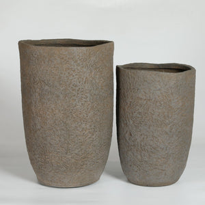 English Elm Round Concrete Sculptural Planter Duo Handcrafted Porous Finish Patio Garden Home W347P465319