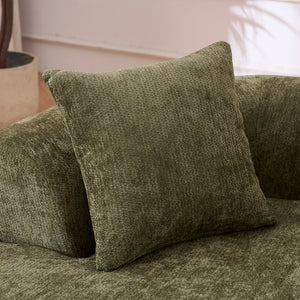 English Elm Crescent-shaped Cloud Sofa Three Seat Low Profile Chenille Living Room Curved Couch Green W2012P375728