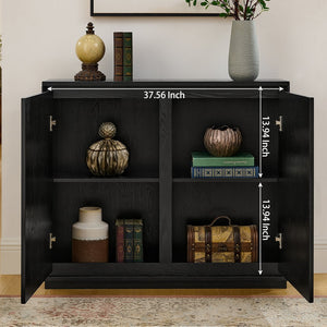 English Elm Mid Century Modern V-Shape Storage Cabinet – Stylish Buffet & Sideboard For Small Spaces, Black Finish W1801P362148
