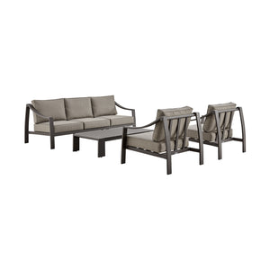 English Elm Umbriax 4-Piece Aluminum Outdoor Coffee Table Set in Brown — Weather-Resistant, Rust-Free, Easy-Clean Covers B2736P354358