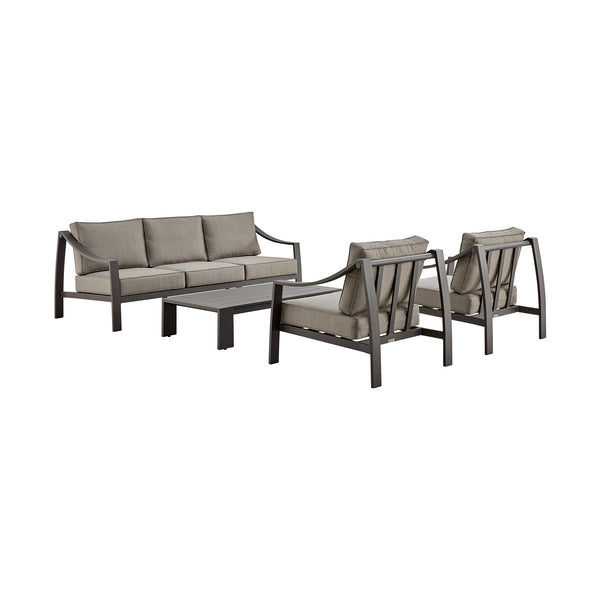 English Elm Umbriax 4-Piece Aluminum Outdoor Coffee Table Set in Brown — Weather-Resistant, Rust-Free, Easy-Clean Covers B2736P354358