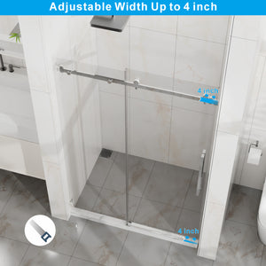 English Elm Goodyo Frameless Sliding Shower Door 48" X 72" - Durable 1/4" Tempered Glass, Easy-Clean Stainless Steel D163118744