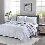 Madison Park Keaton Casual 3 Piece Quilt Set MP13-627 White