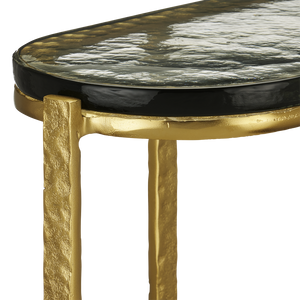 Acea Gold Side Table - Handcrafted Cast Aluminum and Glass Accent for Modern Home Elegance