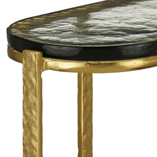 Acea Gold Side Table - Handcrafted Cast Aluminum and Glass Accent for Modern Home Elegance