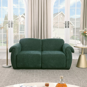 English Elm 102 Inch Linen Modular Sectional Sofa with Hidden Storage and Cloud Cushion Comfort Green W1099S00202