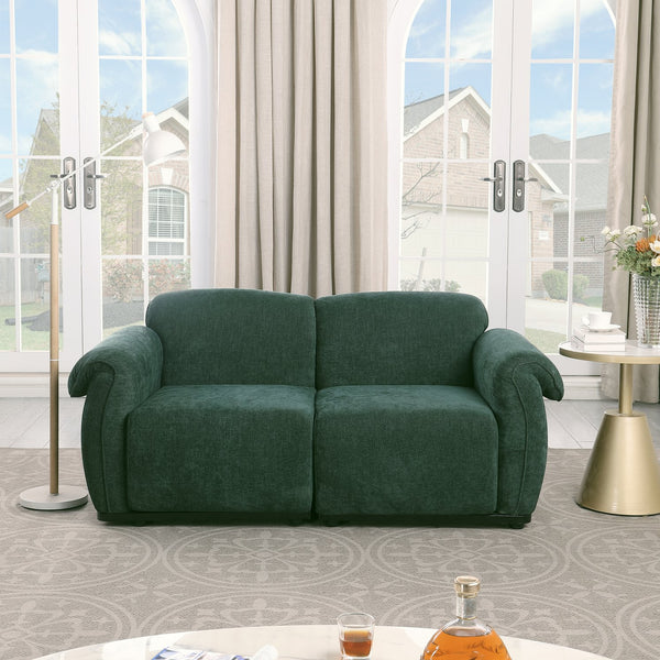 English Elm 102 Inch Linen Modular Sectional Sofa with Hidden Storage and Cloud Cushion Comfort Green W1099S00202