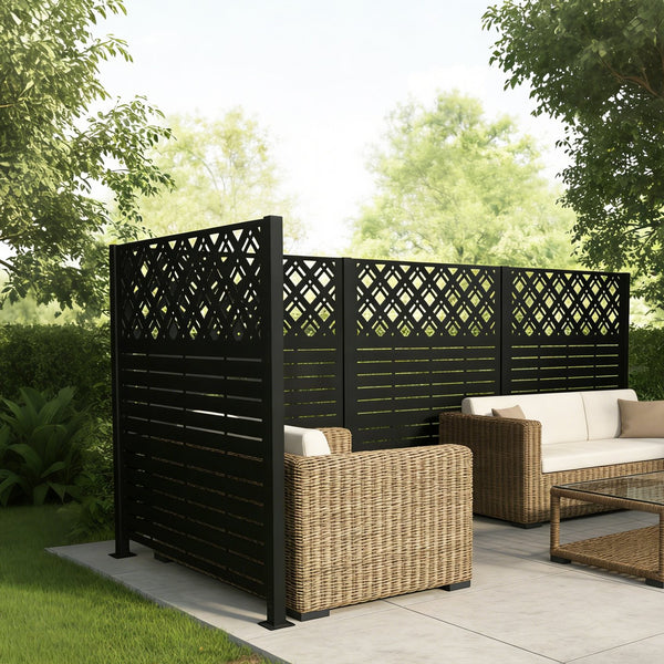 English Elm W48'' Galvanized Steel Outdoor Privacy Panels Powder Coated Slat Fence for Yard Enclosures W1586P455955