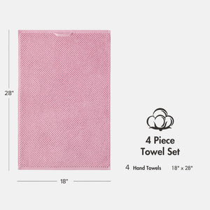 JLA Home Madison Park - 100% Cotton Diagonal Ribbed Hand Towel — Plush Zero-Twist 506 GSM Quick-Dry Luxury for Home Spa Pink MP73-8863
