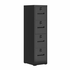 English Elm 4 Drawer Metal Vertical Filing Cabinet - Secure, Stylish Storage For Home Office With Eco-Friendly Design T2398P272095