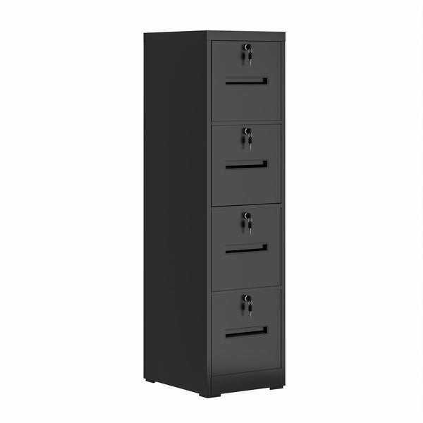 English Elm 4 Drawer Metal Vertical Filing Cabinet - Secure, Stylish Storage For Home Office With Eco-Friendly Design T2398P272095