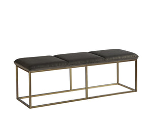 Sunpan Alley Bench: Luxurious Mid-Century Design with Durable Performance Fabric and Stylish Steel Frame Rustic Bronze / Piccolo Pebble