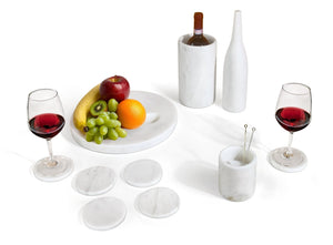 English Elm White Natural Marble Dining Room Accessories Set - Luxurious 10-Piece Collection For Elegant Tables W1696P262939-GIGA