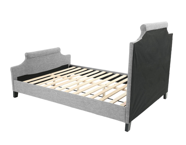 English Elm FULL Bed Gray Fabric Upholstered Full Bed with Wood Frame, 50" Headboard, 28" Footboard, Durable Construction B089S00135