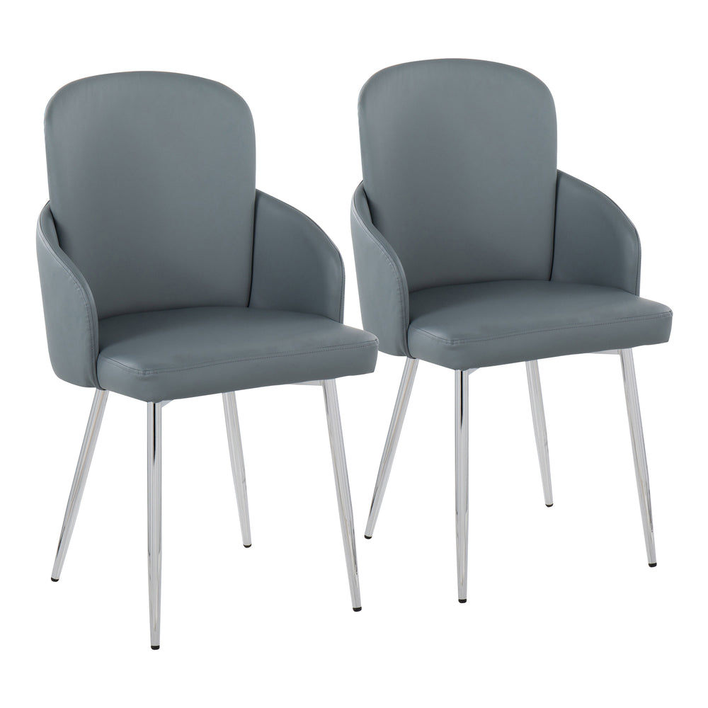 English Elm Dahlia Contemporary Dining Chairs Set Of 2 In Grey Faux Leather With Sleek Chrome Legs For Modern Elegance B202S01201