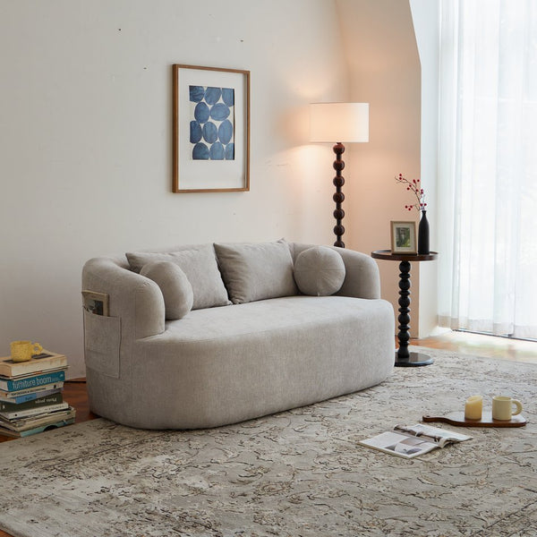 English Elm Sofa-in-a-box, Chenille Loveseat Frameless Foam 2 Seater for Modern Living Spaces Gray W668P381895