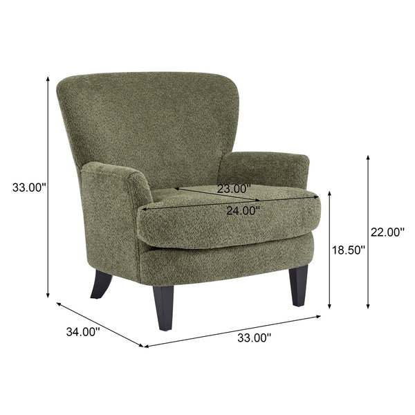 English Elm Christopher Knight Home® - Gerald Boucle Upholstered Club Chair with Tapered Birch Legs, Tonal Piping and Cozy Texture Black,Olive Green 32.25 L x 27.75 W x 20.75 H N776P243710S