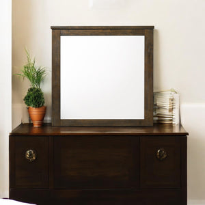 English Elm Merrilee Oak Finish Mirror - Minimalist 34"x33" Wall Mirror with Durable Wood-Composite Frame, Modern Elegance B2726P257357