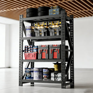 English Elm Heavy Steel Garage Shelving Unit Industrial Storage Rack 4000 Lb Welded Frame T2398P480396