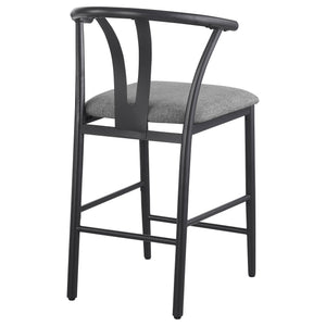 English Elm Tazman Wishbone Inspired Counter Stools Set of Two Grey Fabric Mid-century Dining B062P441114