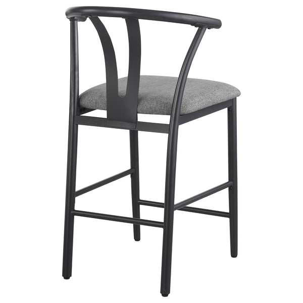 English Elm Tazman Wishbone Inspired Counter Stools Set of Two Grey Fabric Mid-century Dining B062P441114
