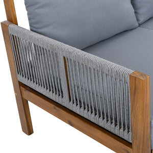 English Elm Outdoor Acacia Wood Dining Set Seats Six with Cushioned Armrest Chairs for Patio Grey,Natural Wood N719Z000220E