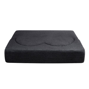 English Elm Folding Floor Futon Sofa Sleeper in Plush Teddy Velvet for Studio or Guest Rooms Black W3739P368635