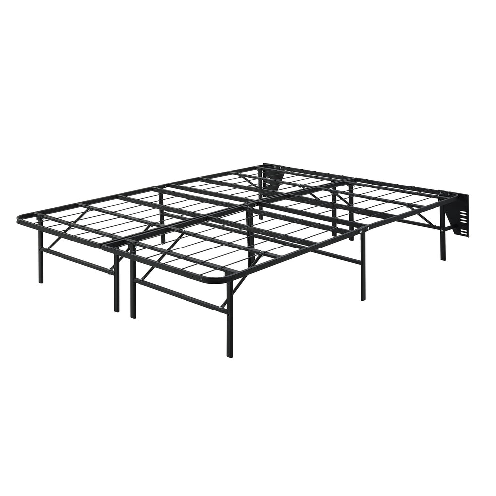 English Elm Black Metal Platform Bed Frame Queen High-Profile Foldable Design for Easy Assembly, Headboard Mountable Black 38.75 L x 28.75 W x 7 H B011P197726