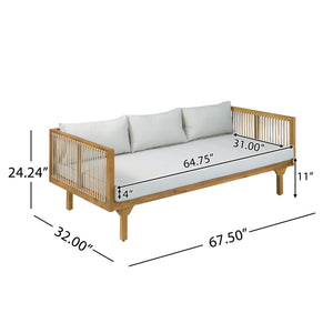 English Elm 2-piece Acacia Wood Outdoor Daybed and Coffee Table Set Resort Coastal Style N770P378689L_N770P354675L