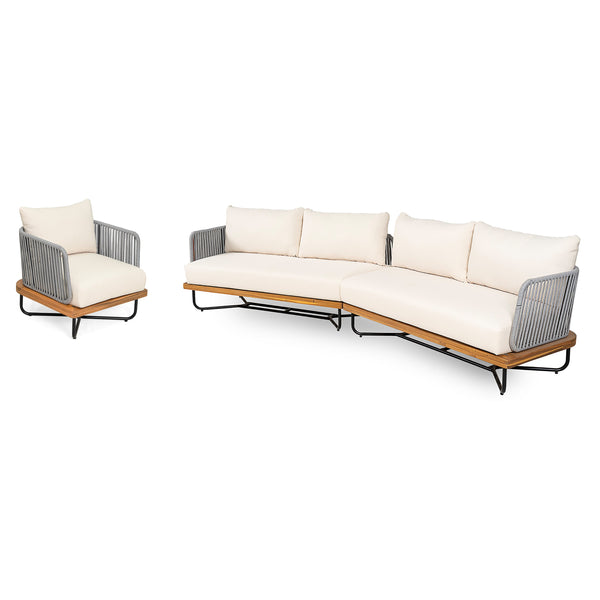 English Elm Christopher Knight Home® - Lucca Outdoor 5-Seater Acacia Wood & Rope Woven Patio Set With Plush Cushions For Stylish Comfort N773OS00065B