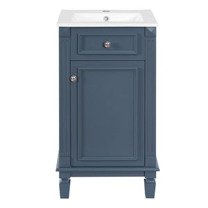 English Elm 18-inch French Country Freestanding Bathroom Vanity Rubberwood Cabinet with Ceramic Sink Blue N710P371187C