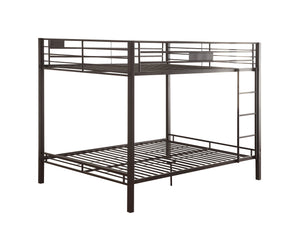 English Elm Limbra Sandy Finish Twin XL/Queen Bunk Bed with Metal Frame, Built-In Ladder, Full Guard Rail Durable Black 63 L x 19 W x 8 H B2726S00312