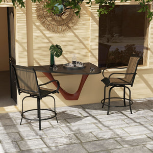 English Elm Outsunny Stylish Set Of 2 Outdoor Swivel Bar Stools With Armrests, Mesh Seating, And Steel Frame W2225P174468-GIGA