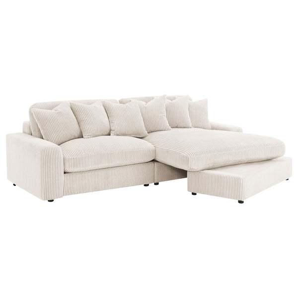 English Elm Upton Sand Reversible Sectional Sofa with Trillium Blend Cushions, Neutral Modern Comfort for Family Living B062S01241
