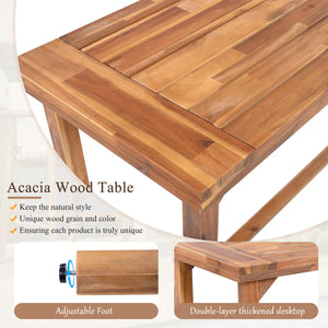 English Elm 3 Piece Acacia Wood Outdoor Bar Set with Cushioned Stools for Patio or Poolside N704G201253A