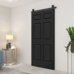 English Elm 24 in Primed Mdf Bi-fold Barn Door with Raised 6-panel Profile and Sliding Hardware B2763P490991