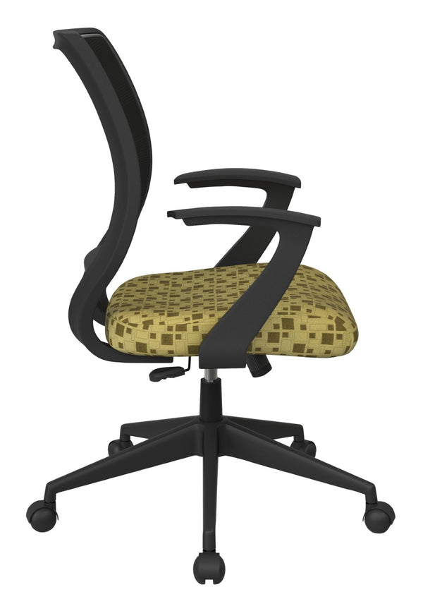 OSP Home Furnishings Screen Back Mesh Task Chair with Lumbar Support and T Arms for Home Office Use Kiwi EM51022N-K109