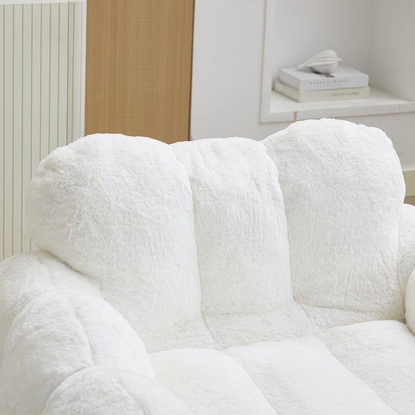 English Elm Lotus Oversized Bean Bag Sofa Memory Foam Filled Accent Chair for Living Room White W2311P457272