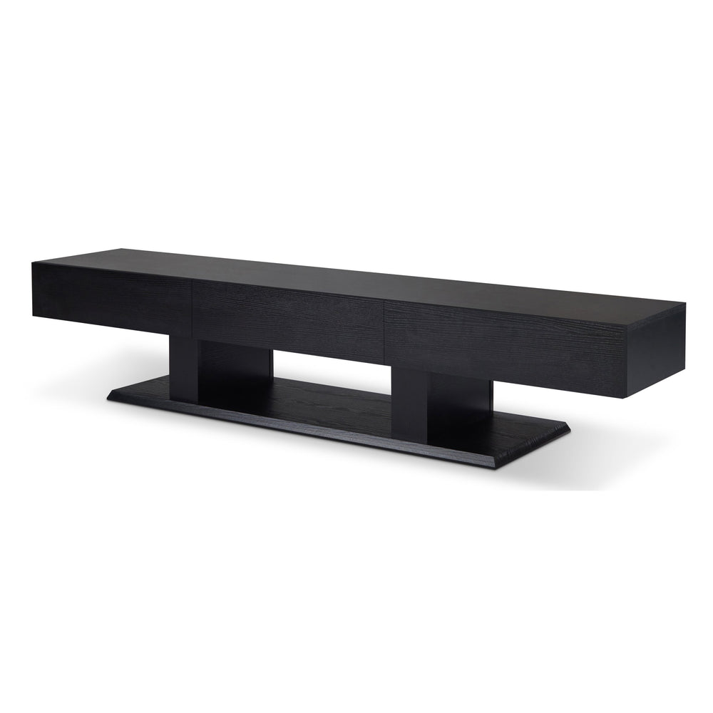 English Elm Black 3-Drawer TV Stand with Double Pedestal Base, Fits Up to 50" TVs, Spacious Storage & Sleek Finish B062P189128