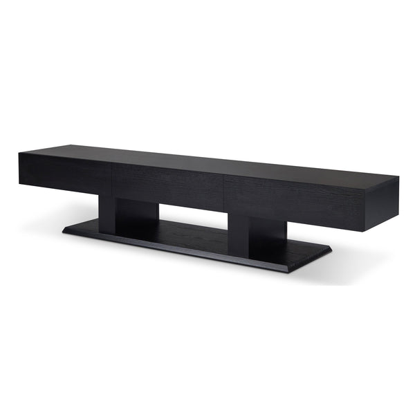 English Elm Black 3-Drawer TV Stand with Double Pedestal Base, Fits Up to 50" TVs, Spacious Storage & Sleek Finish B062P189128