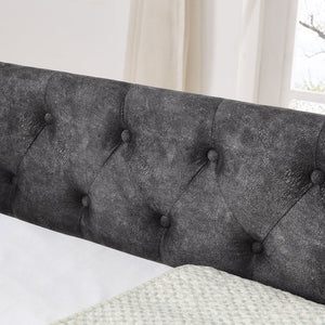 English Elm Twin Daybed with Pull Out Trundle Usb Charging Tufted Upholstered Sofa Guest Bed Grey W1413S00157