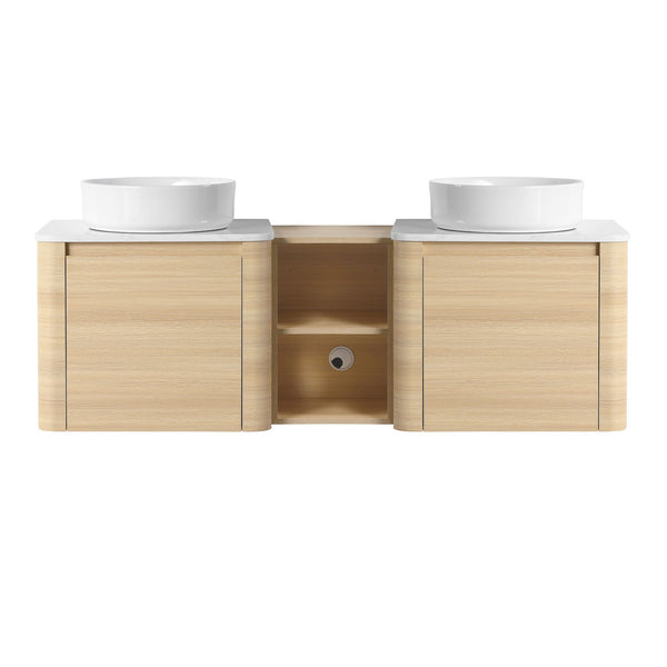 English Elm 60'' Wall-Mounted Bathroom Vanity With Ceramic Sink & Soft-Close Cabinet, Modern Storage Solution W999S00471